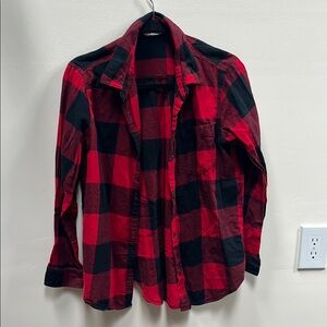 Old Navy Red and Black Plaid Button Down Shirt